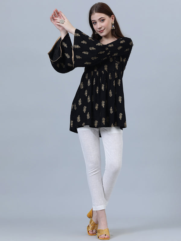 Women viscose Rayon Black designed Top With Trouser for girls & women