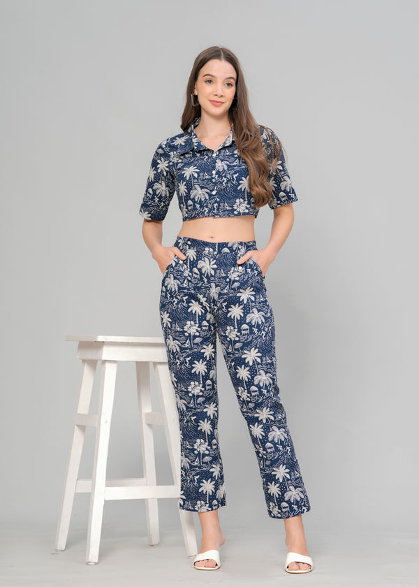 Cotton Designer Blue Co-ord Set-WT6001BLUE