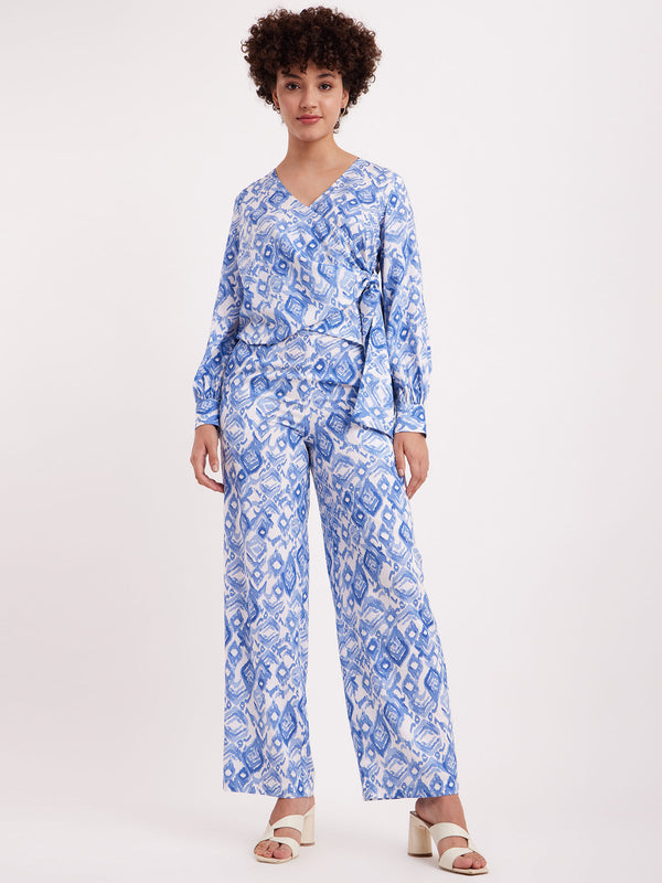 Cotton Designer Indigo Blue Co-ord Set-WT6051BLUE