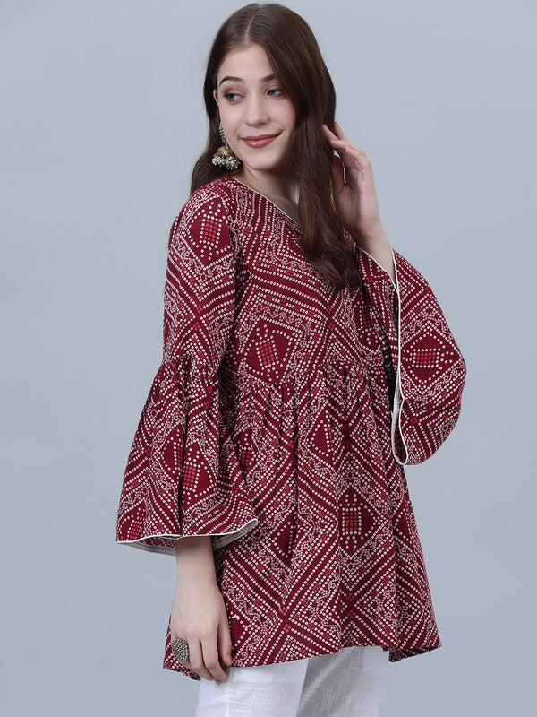 Women viscose Rayon Maroon Angrakh Top for girls & women