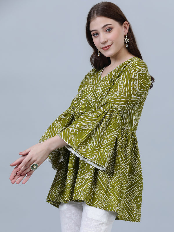 Women viscose Rayon Green Angrakh Top for girls & women