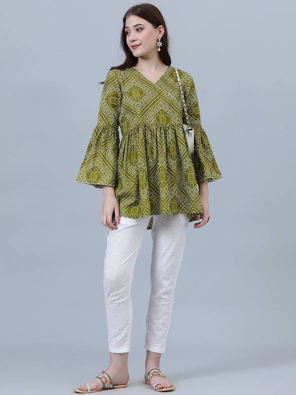 Women viscose Rayon Green designed Top With Trouser for girls & women